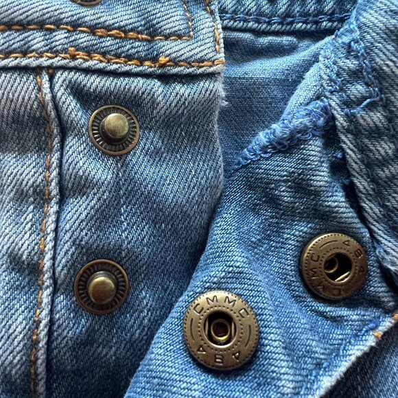 Free People Denim Mini Skirt Snap Front Patch Pocket Size 25 - Picture 4 of 4